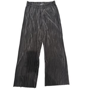 Rachel Zoe Wide Leg Pant Women's M Black Polyester Textured High Rise Stretch